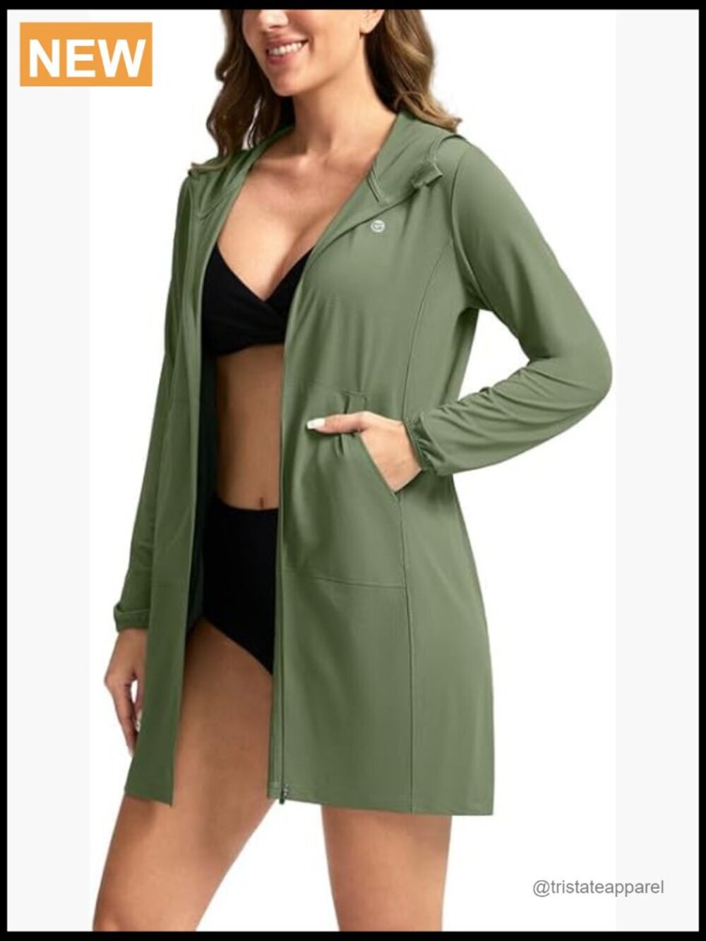 UPF 50+ Sun Protection Swim Cover Up Hoodie Long Jacket, Lightweight Beach